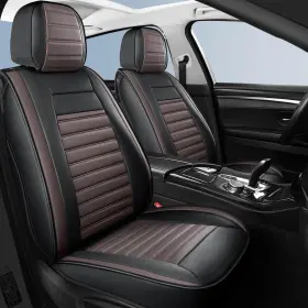 Hchengkikz Kz-02 Car Seat Cover Horizontal Stripes Faux Leather Automotive Covers Waterpr