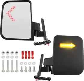 Ilskw 744675929487 Golf Cart Mirror Universal With Turn Signal Light Side Mirrors Rear Vi