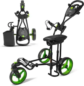 Jovial Jovgfst89 3-wheel Golf Push/pull Cart Built-in Seat Inch Foldable Collapsible Black
