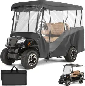 Kemimoto B1407-00005-bk Golf Cart Enclosure 4 Passenger Rain Cover 600d Waterproof