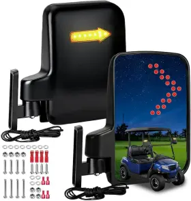 Leapgomax 732376396097 Golf Cart Side Mirrors With Turn Signal Light Rear View For Cl