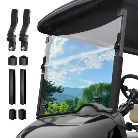 Leapgomax 77clxv 5mm Thick Upgrade Pc Foldable Ezgo Rxv Golf Cart Windshield With Heavy Duty H