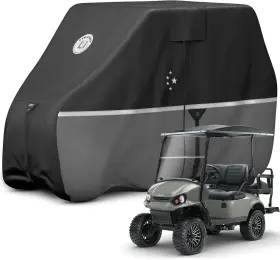 Li Libzaki Lib-glofcover-420d-gray-hx Waterproof Golf Cart Cover Heavy Duty Marine Grade Fabric Universal Fits For