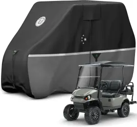 Li Libzaki Lib-glofcover-420d-gray-xl-hx Waterproof Golf Cart Cover Heavy Duty Fit For 4 2 Passenger 420d Gray