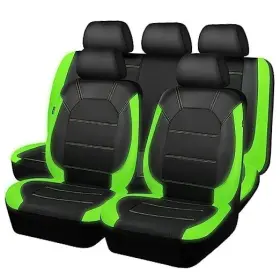Lj Zt-0121pu-gn0yg-l5 Luminous Green Leather Seat Covers Universal Sport Car Full Set Black