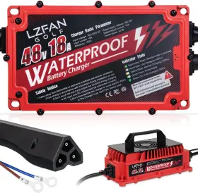 Lzfan 313043732709 18 Amp Golf Cart Battery Charger For 48 Volt Club Car With Triangle 3-pin Style