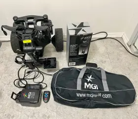 Mgi 810143439489 Zip Navigator Electric Remote Control Push Cart W Seat Bundle And Accessories