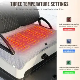 Mumpprce 445052229222 Heated Golf Cart Seat Cover 52 Inch X31 Winter Warmer Blanket 3 Temp Settings