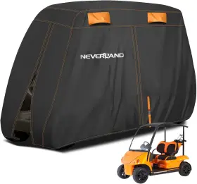 Neverland A319-07-b Golf Cart Cover - Waterproof Fit For 2 Passenger Black Orange Neverland A319-07-b Golf Cart Cover - Waterproof Fit For 2 Passenger Black Orange