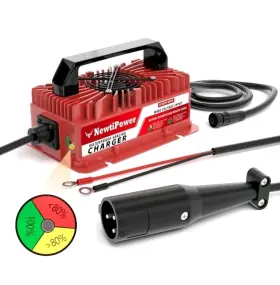 Newtipower 445029625675 48v 12a Golf Cart Lifepo4 Lithium Battery Charger Ip65 3 Pin Round Plug