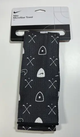 Nike N1008701-010 Golf Caddy Tour Microfiber Towel 19 Inch W X 41 H Black White Nwt
