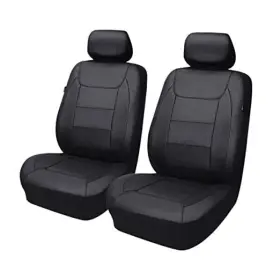 Ningbo Qiyang International Trading Co Ltd Afb-105-01 Car Seat Covers Protects Water Proof Faux Leather Front Pair Solid Black