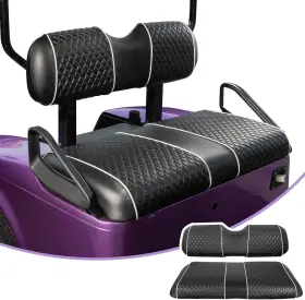 Nokins 445035314303 Golf Cart Seat Covers Fit For Black And White Piping Ezgo Txt 1994-2013