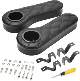 Nokins 674012912028 Golf Cart Armrest With Cup Holder No Drilling Fits Club Car Yamah