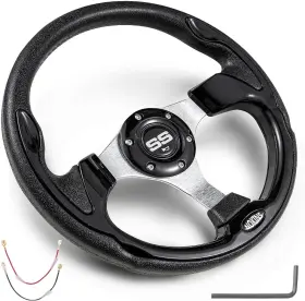 Nokins Nks30002-blk 12.5 Inch Universal Golf Cart Steering Wheel Fit Ezgo Txt/rxv/club Car Ds/pr