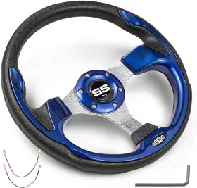 Nokins Nks30002-blue 12.5 Inch Universal Golf Cart Steering Wheel Fit Ezgo Txt/rxv/club Car Ds/pr