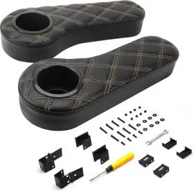 Nokins Nksarm004 Golf Cart Diamond Flip Armrest With Cup Holder No Drilling Required For