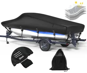 Nukugula 06v04b 5-ply 1200d Boat Cover With Length 17ft-19ft Beam Width Up To 96ftft Black