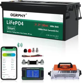Ogrphy Og-48100 48 Volt Lithium Battery For Golf Cart With 18a Charger 48v