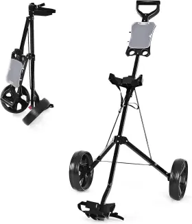 Outdoor Basic 798470408043 Homgx Golf Cart 2-wheel Foldable With Scoreboard Black Adjustable El
