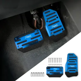 Paclvio Qph3149 2pcs Non-slip Car Pedal Covers Premium Aluminum Alloy Gas And Blue