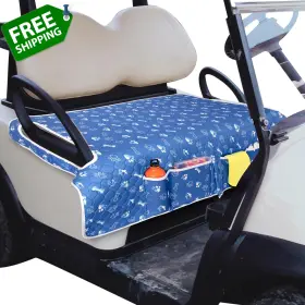 Pgmoon Pg01503 Golf Cart Seat Covers Universal Towel Blanket With 4 Front Pocke