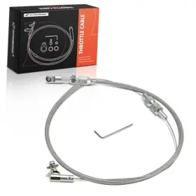 Premiumpartswhosale Aptcb001 24 Inch Universal Throttle Cable - Braided Stainless Steel Covering Locking