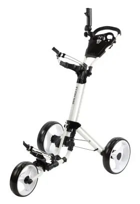 Qwik-fold 092115932925 3 Wheel Push Pull Golf Cart - Foot Brake One Second To Open And Close White