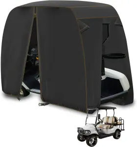 Qymoto Qyglccr240t Universal Golf Cart Covers 2 Passenger 420d Heavy Duty Middle-2 Seater Black