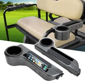 Roykaw 445022820855 Golf Cart Carbon Armrest With Cup Holder/rear Seat Arm Rests Fit For Ezgo/club C