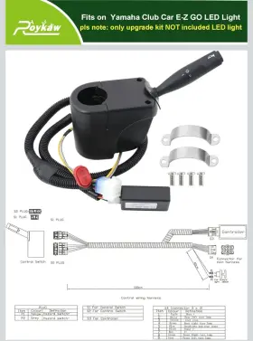 Roykaw 705353764196 Golf Cart Turn Signal Kit With Horn Brake Hazard Blinker Light Switch 9-pin