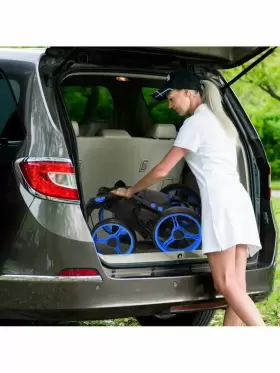 Slickblue 629721813418 Golf Push Pull Cart With Foot Brake Blue Slickblue 629721813418 Golf Push Pull Cart With Foot Brake Blue
