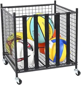 Snail 313042054017 Garage Sports Equipment Organizer Ball Storage Rolling Cart With Basket