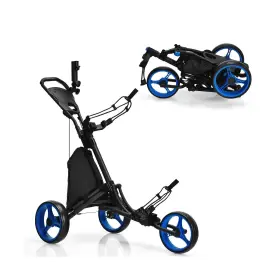 Sporfit Fit11602bl Golf Push Carts 3 Wheel Folding-collapsible Lightweight Cart For Cl
