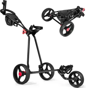 Tangkula Am0079sp Golf Push Cart Lightweight Collapsible Pull 3 Wheels T