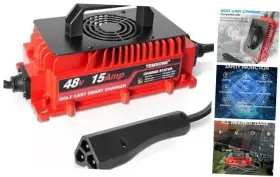 Temsone Tms-cg3ptp 48v 15a Golf Cart Battery Charger Triangle 3-pin Style Plug Club