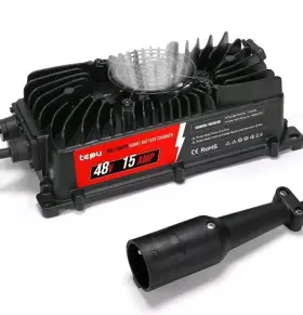 Tepu 445012128176 48 Volt 15 Amp Golf Cart Battery Charger For Club Carts 3 Pin Round Plug F