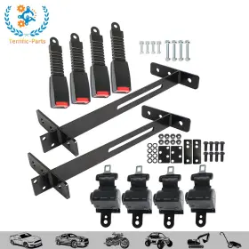 Terrific-parts Tfp220621tp 4 Retractable Seat Belts And Bracket Kit For Ezgo Yamaha Club Car Golf Cart