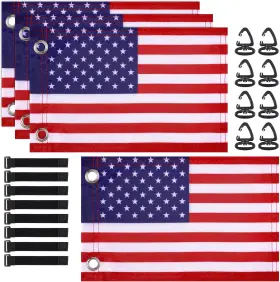 Tobwolf E40708-tw-us 4pcs 6 Inch X 9 Mini Golf Cart Flags Small American Flag For Bo Tobwolf E40708-tw-us 4pcs 6 Inch X 9 Mini Golf Cart Flags Small American Flag For Bo
