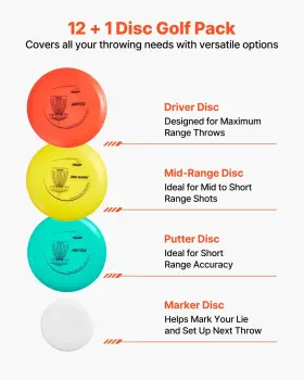 Vevor 197988161417 Disc Golf Set 12 Pcs Flying Discs For Beginners Starter W