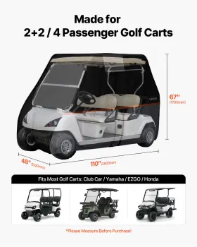 Vevor 197988183228 Golf Cart Cover 2 4 Passenger 420d Waterproof Silver With Zipper Doors