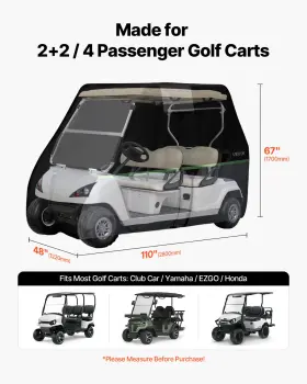 Vevor 197988184317 Golf Cart Cover 2 4 Passenger 600d Waterproof With Zipper Doors