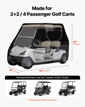 Vevor 197988186731 Golf Cart Cover 2 4 Passenger 420d Waterproof Silver With Zipper Doors