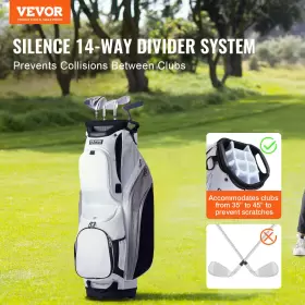 Vevor 197988390152 Golf Cart Bag With 14-way Divider 13 Pocket Handles And Straps White 36 Inch Premium Vevor 197988390152 Golf Cart Bag With 14-way Divider 13 Pocket Handles And Straps White 36 Inch Premium