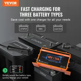 Vevor 197988551225 48v Golf Cart Battery Charger 15a Smart With Rxv Plug Ip67 Waterproof