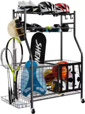 Vevor 313100341387 Sports Equipment Garage Organizer Rolling Ball Storage Cart On Wheels Ba Vevor 313100341387 Sports Equipment Garage Organizer Rolling Ball Storage Cart On Wheels Ba