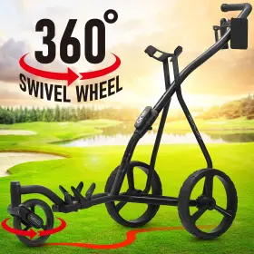 Wishboneone 850042794791 Golf Cart Push Carts - Swivel Front Wheel 360 Rotating 1-step Folding