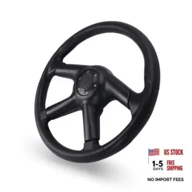 Wooton Wt-stw080 14 Inch Universal Black Pu Leather Steering Wheel Fits Most 6 Holes Car
