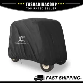 X Autohaux 726215384192 400d S Waterproof Outdoor Sun Rain Resistant Golf Cart Protective Cover Black