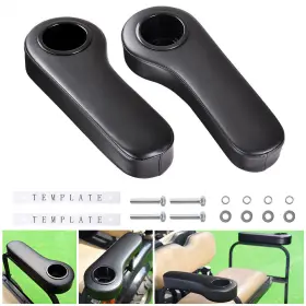 Yescom 04gah001-2p-06 2pcs Golf Cart Rear Seat Arm Rest Set Universal Car Accessories With Cup Holders
